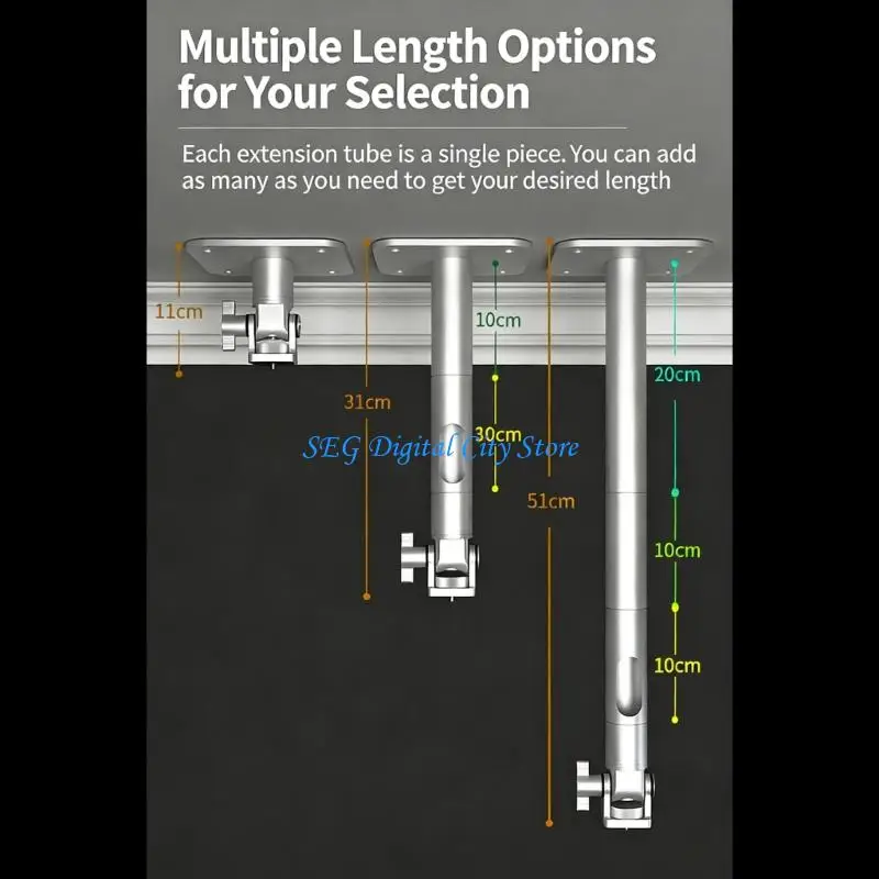 

U75B Flexible Length Projector Ceiling Bracket With 23x50mm Cable Exit Hole For Neat Wire Organization for Home Theater