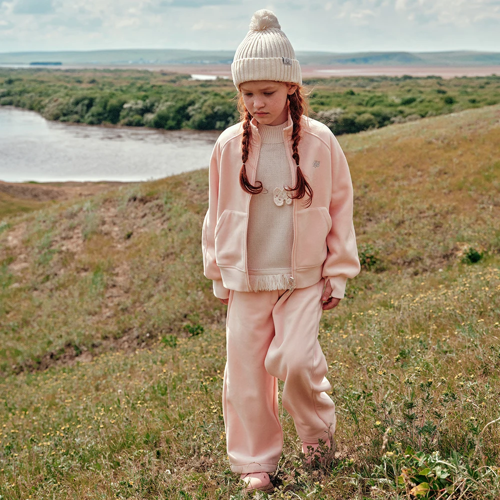 Dave Bella Girls Fleece-lined Sweatshirt Pants Set Winter Two Pieces Set Children Long Sleeve Top Trousers 2pcs Suits DK4264143