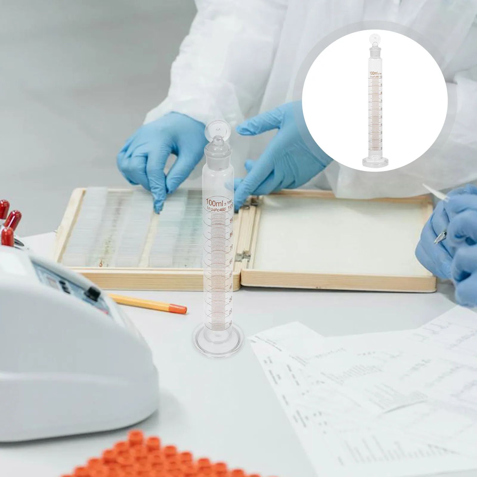 

1Pcs Glass Experiment Measuring Cylinder Graduated Stopper Stable Roll-Resistant Base Accurate Measurement Measuring Cylinder