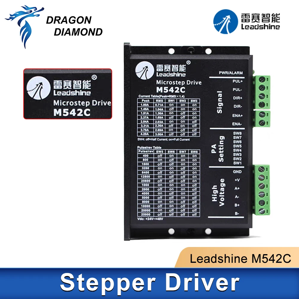 

DRAGON DIAMOND LeadShine 2 Phase Stepper Driver M542C 20-50VDC 1.0-4.2A for CNC CO2 Laser Engraver Machine DM542