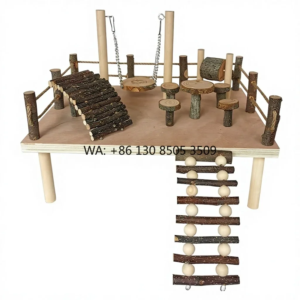 Cross-Border for Rectangle Hamster Toy Ladder Cage Landscaping Platform Hiding Teething Toy