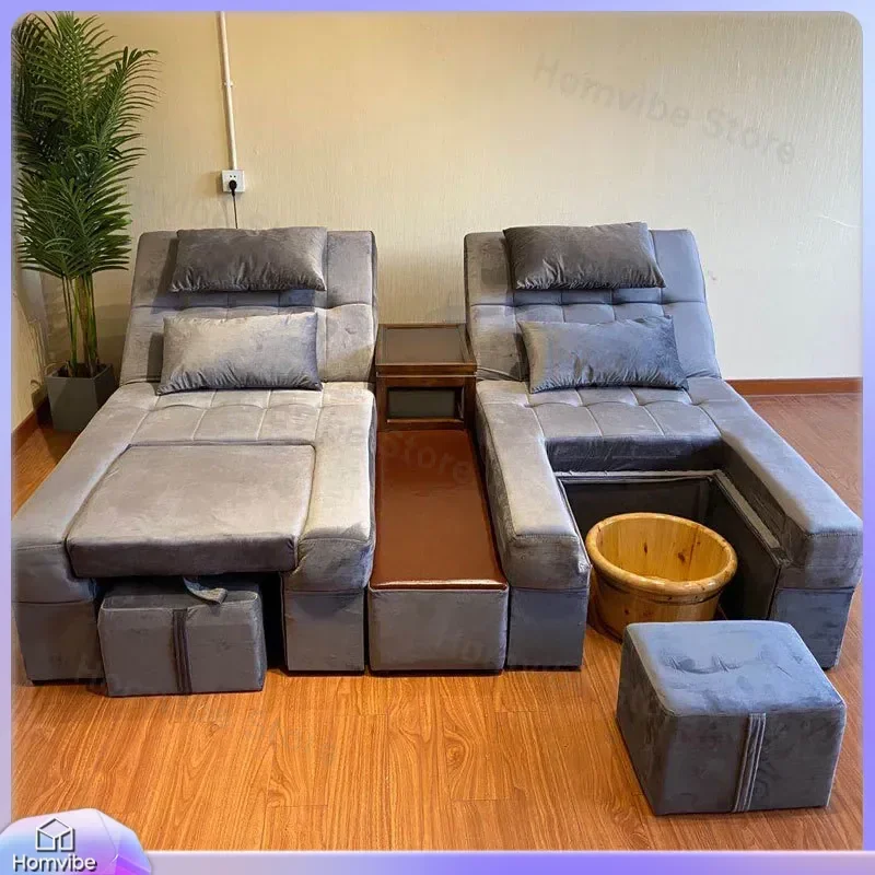 Foot Bath Massage Chair Recliner Sofa with Foot Soaking Spa Pedicure Integrated Ear Bed for Home Bathroom Sauna