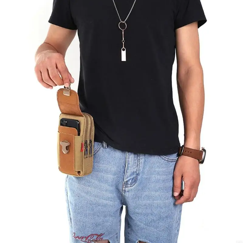 J2HE Men Vintage Canvas Waist Bag Phone Sport Belt Hip Belt Loop Holster Wallet Carry for Case Purse