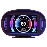 P2 HUD OBD2 GPS multi-function Speedometer Turbo Brake Test Security Alarm Car Head Up Display Slope Tilt Meter Overspeed Alarm