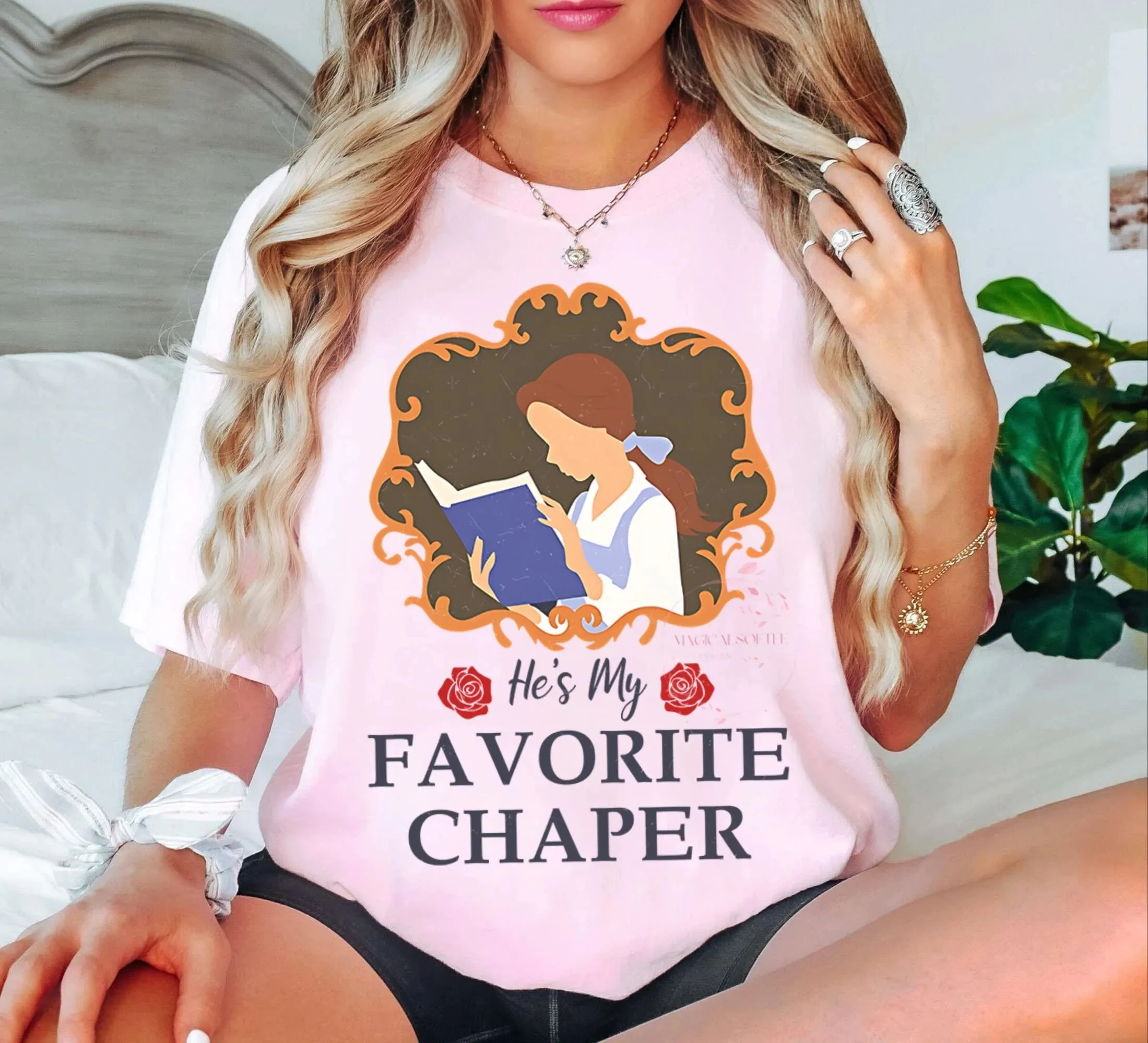 

Disney Couple "He's My Favorite Chapter" T-shirts, Beauty and The Beast T-shirts Princess Belle T-shirts, Birthday Gift T-shirts