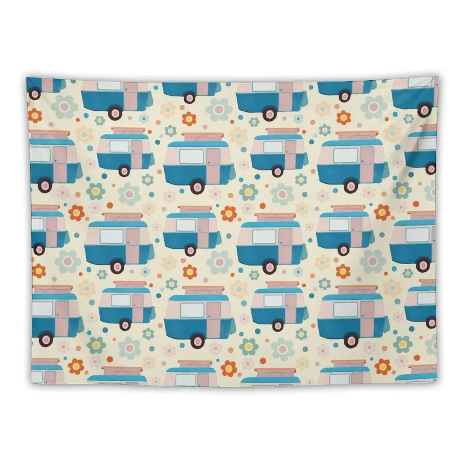 

Bright Daisy Dot Vintage Caravan Pattern Tapestry Room Aesthetic Aesthetic Room Decor Korean Tapestry
