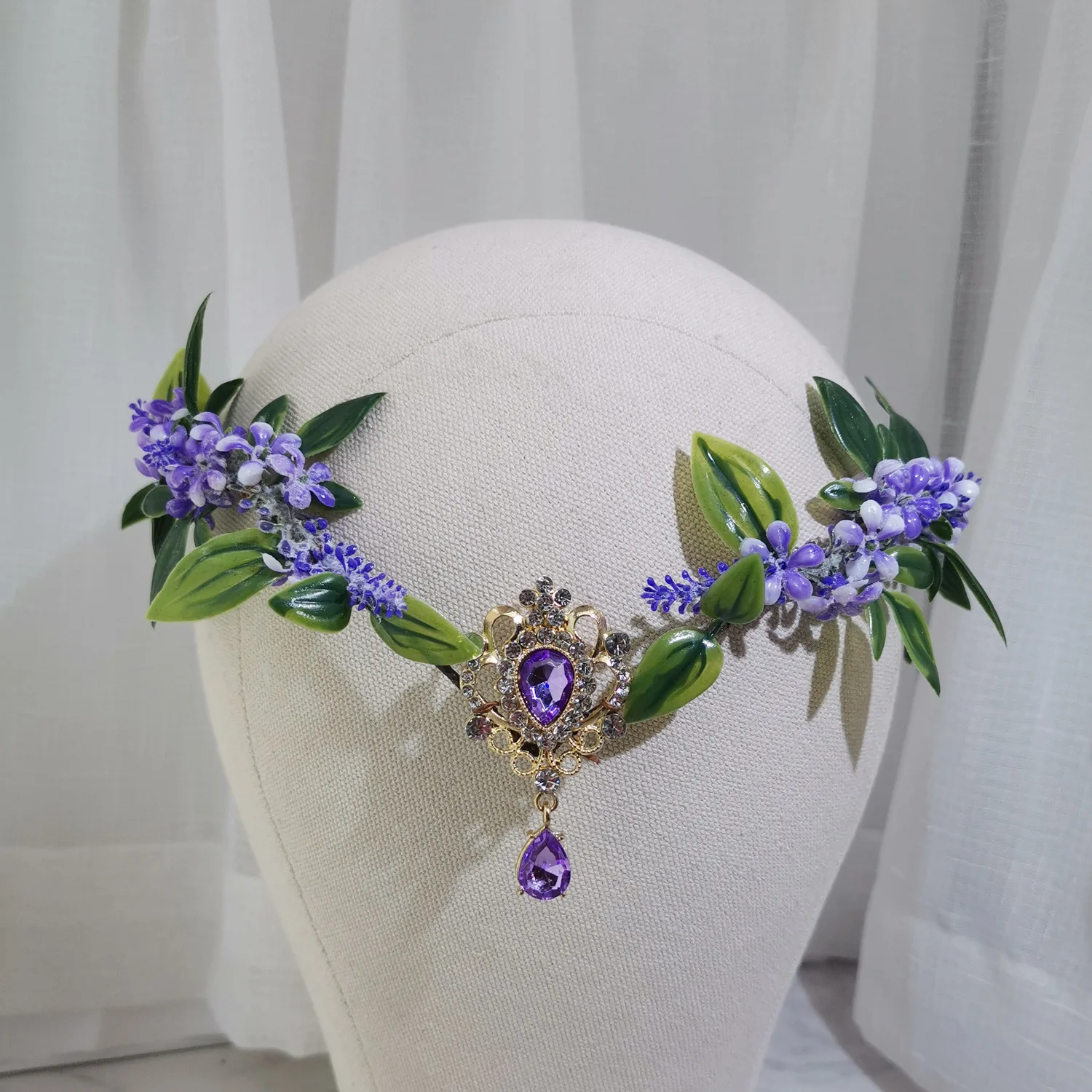 Woodland Fairycore Crystal Hair Tiara Elf Hairband Elven Hair Crown for women