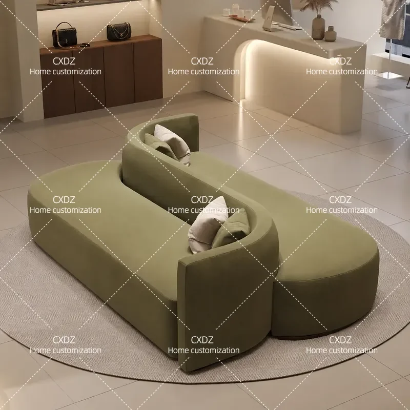 Modern Curved Reception Sofa for Beauty Salon Hotel Lobby Office Negotiation Area Unique Shaped Seating Furniture for