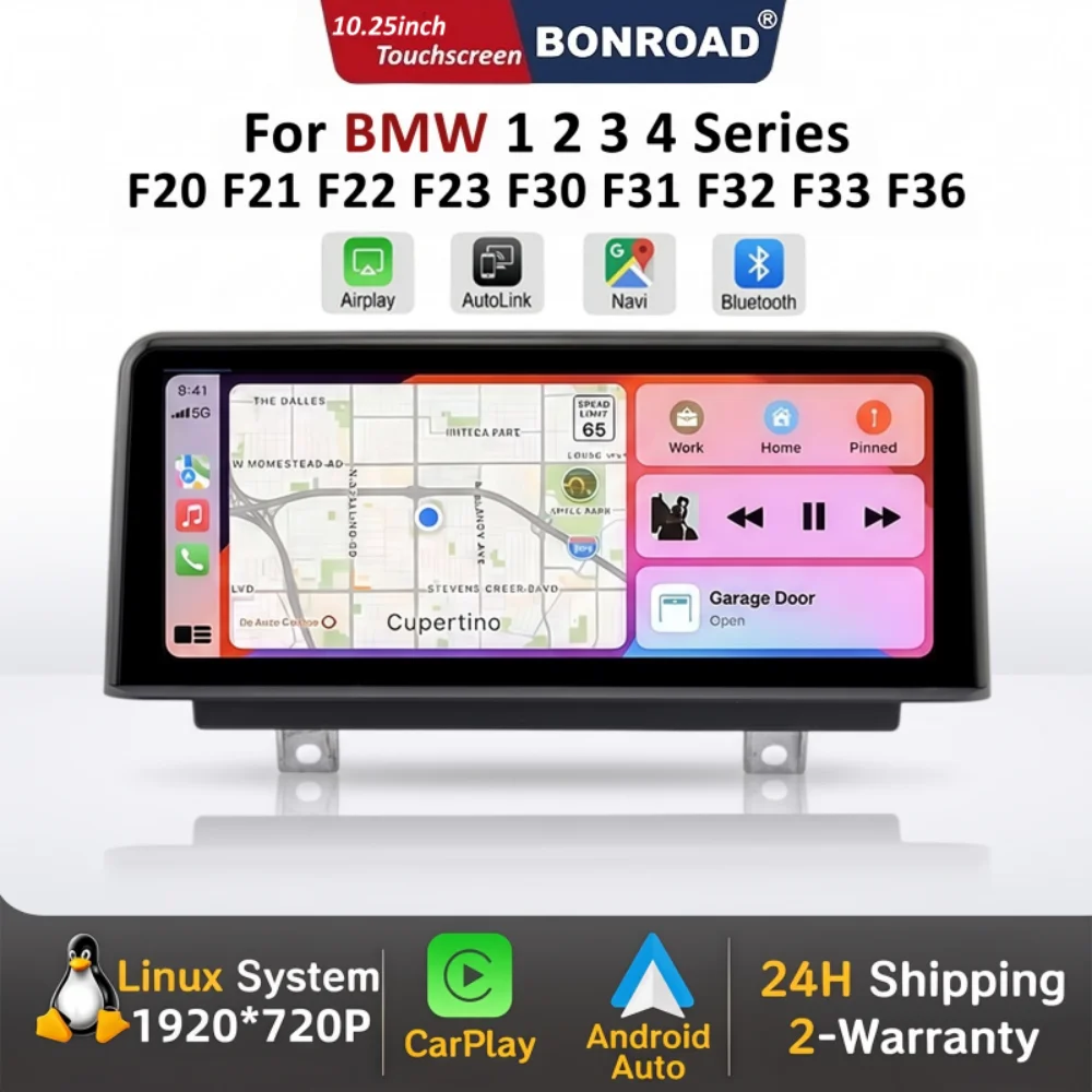 Radio samochodowe Bonroad 10.25" z bezprzewodowym CarPlay i Android Auto do BMW serii 1 2 3 4 F20 F21 F23 F30 F31 F32 F33 F34 F35 F36 2013-2017
