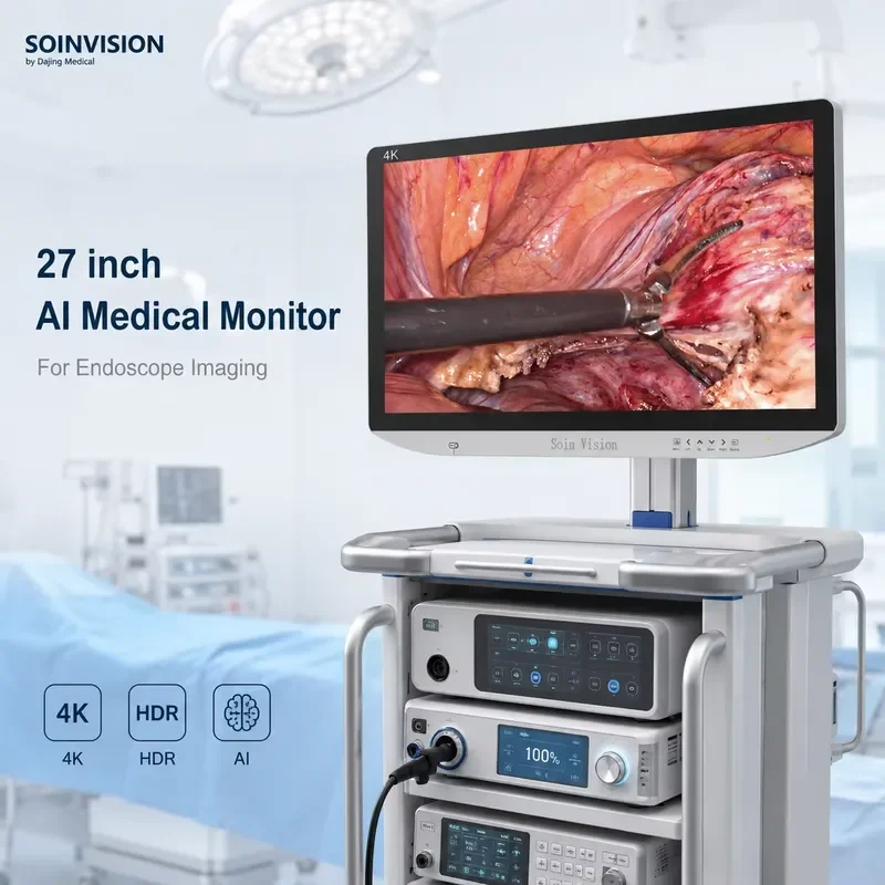 27 Inch Display Monitor for Endoscope Camera System Medical Grade 4K, IPS LCD Screen with AI Image Enhancement
