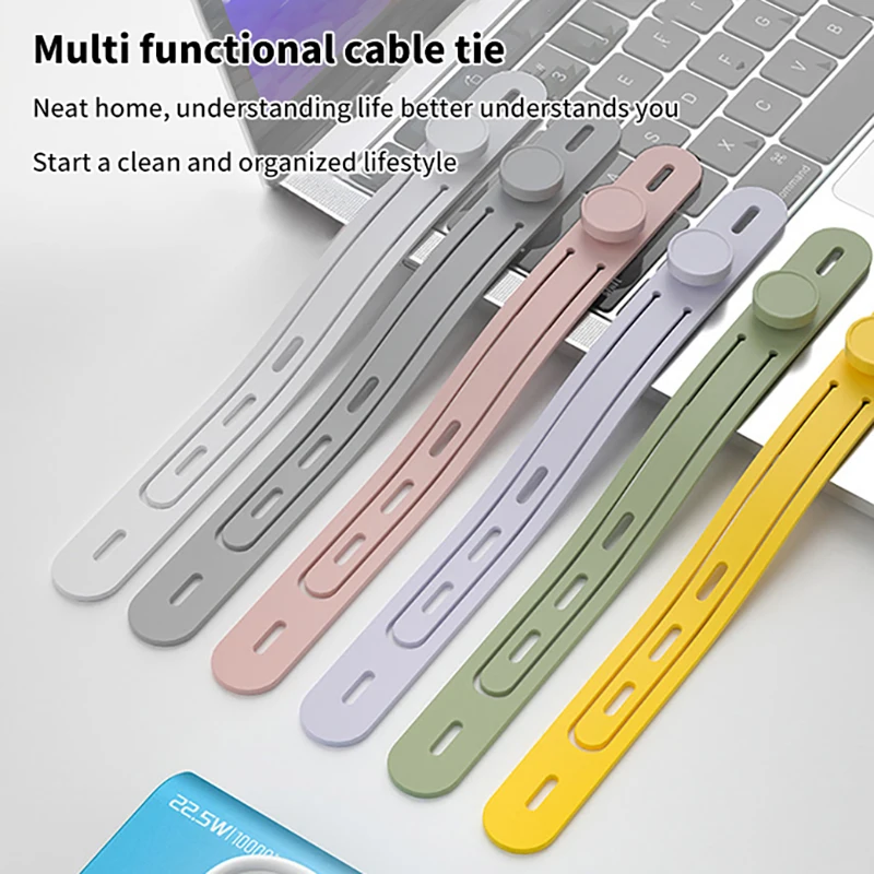 5PCS Silicone Cable Organizer Ties Clip Charger Cord Management Soft Hanging Hook For Phone Charger Laptop Cable Desktop Storage