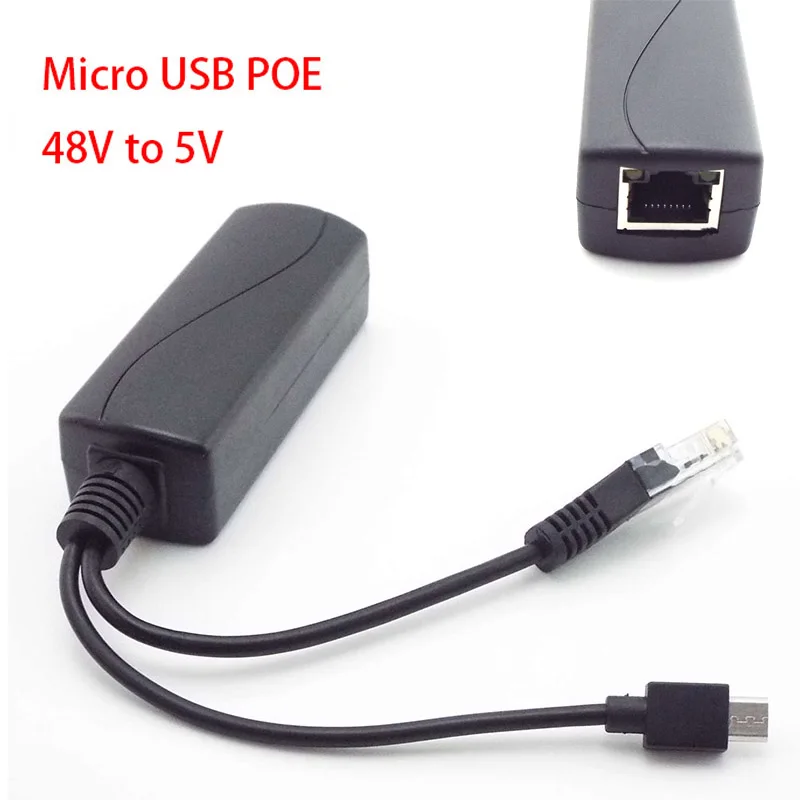 NEW PoE Splitter 5v POE Micro usb Power Over Ethernet 48V To 5V Active POE Splitter Micro USB Plug for Raspberry Pi DC 44~57V C3