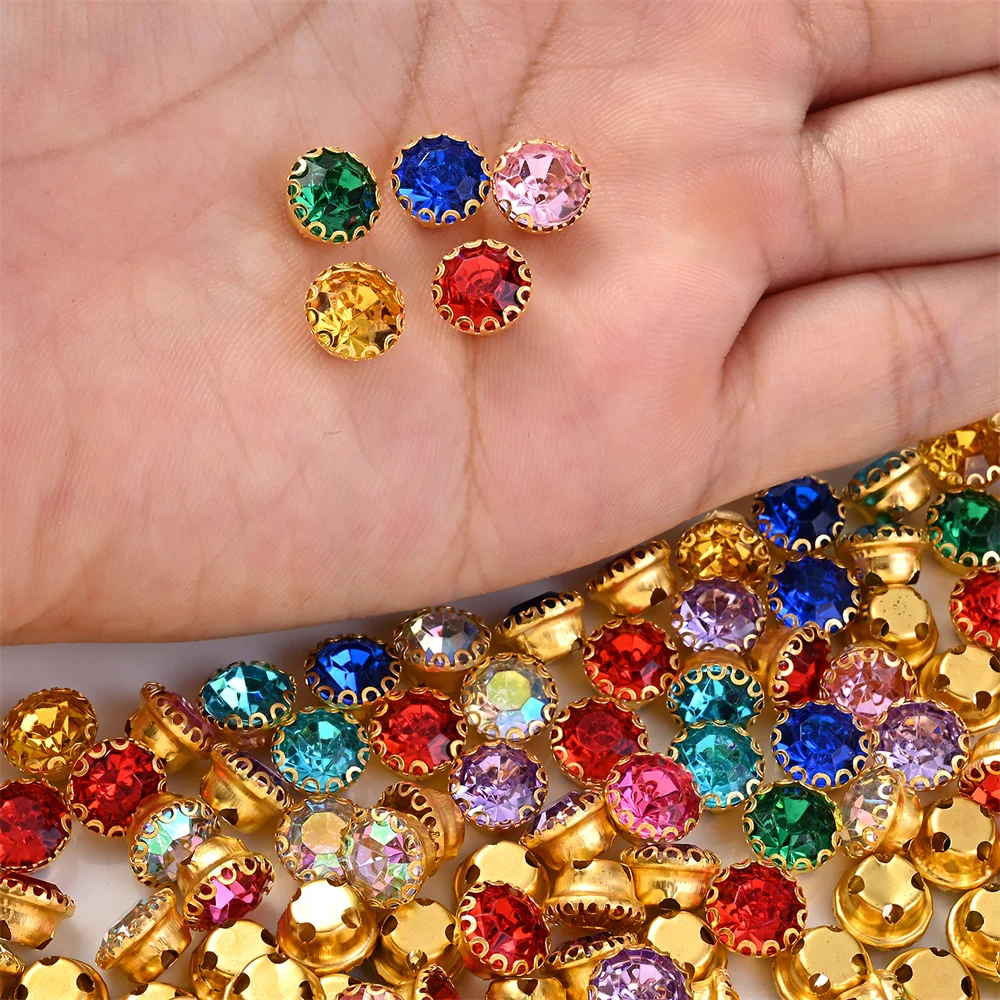 30 Stück Bunte Kristallglas-Nähsteine für DIY-Schmuckdekoration Handgenähte Strass-Dekoration Nähzubehör – Detail 3