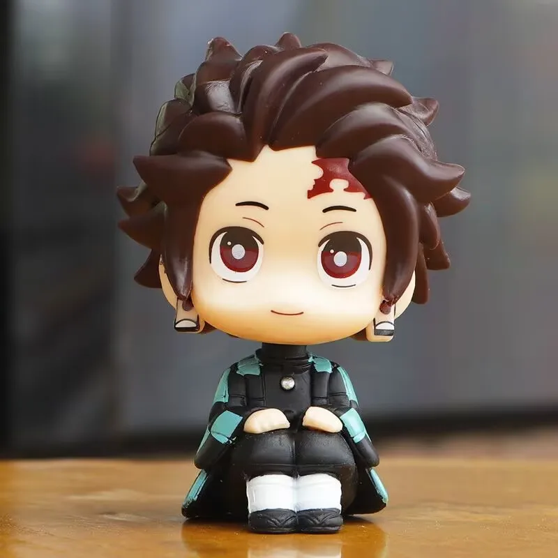 "Demon Slayer: Kimetsu no Yaiba" versión Q sentado lindo "Tanjiro Miyazuko" coche anime figura modelo regalo
