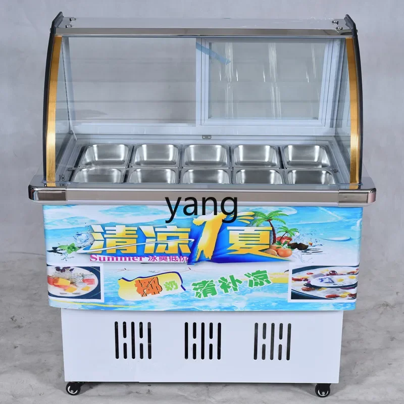 

yjq Refrigerated Bowl Chicken Fruit Laosi Fruit Soup Cabinet Ice Powder Display Fresh Cooked Food Cabinet