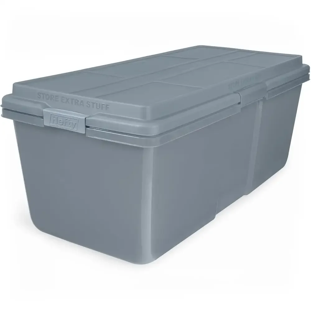 Stackable Plastic Storage Bins Set of 4 28.3 gal Smoke Blue Organization Totes