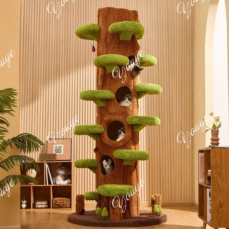 J Babel tree cat climbing frame, large tree jumping platform, integrated cat rack, villa warm cat nest, universal in all seasons