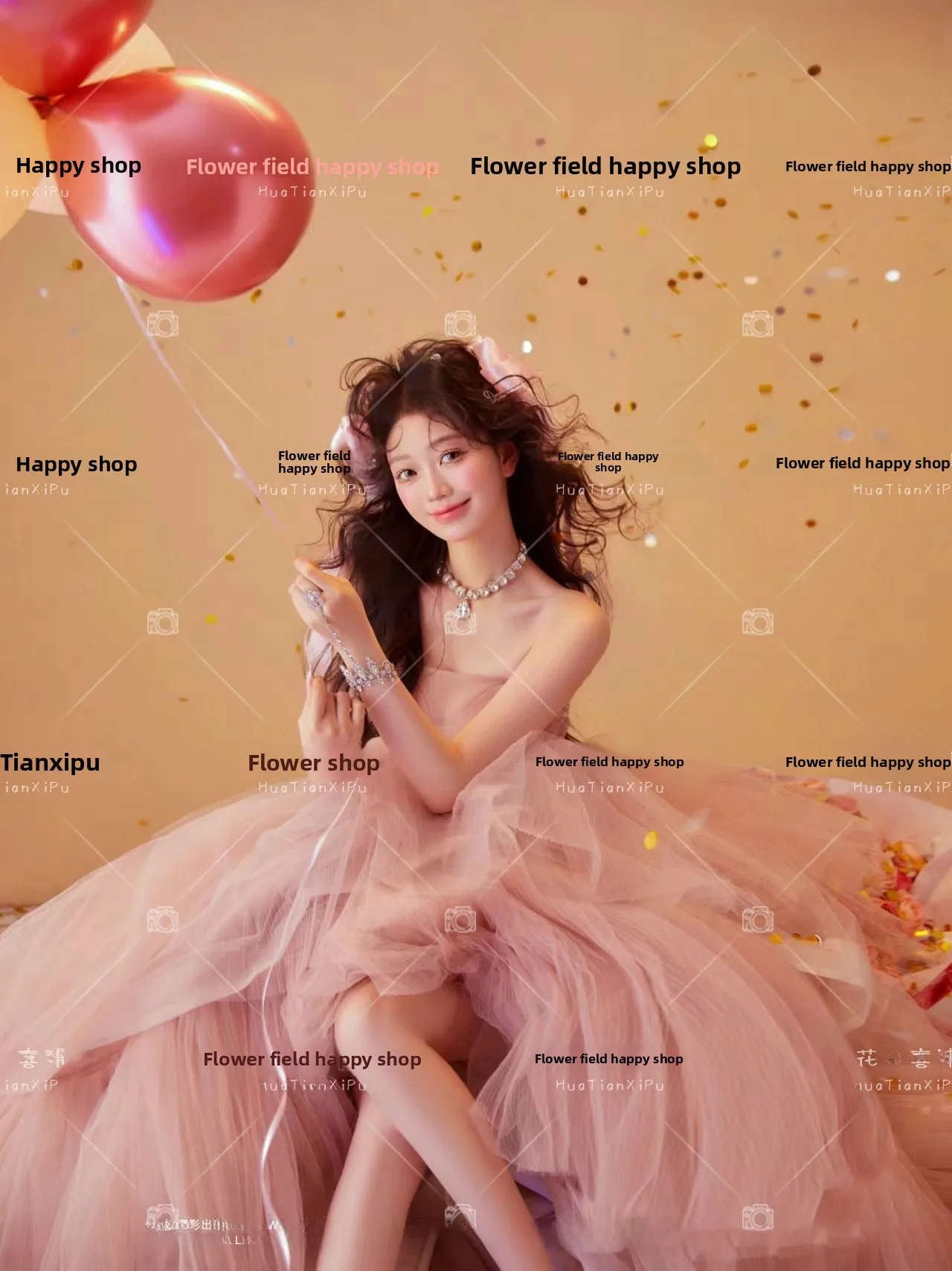 

Princess Style Puffy Skirt Photography Costume Pink Artistic Ambiance Birthday Theme Korean Style Photo Studio Outfit