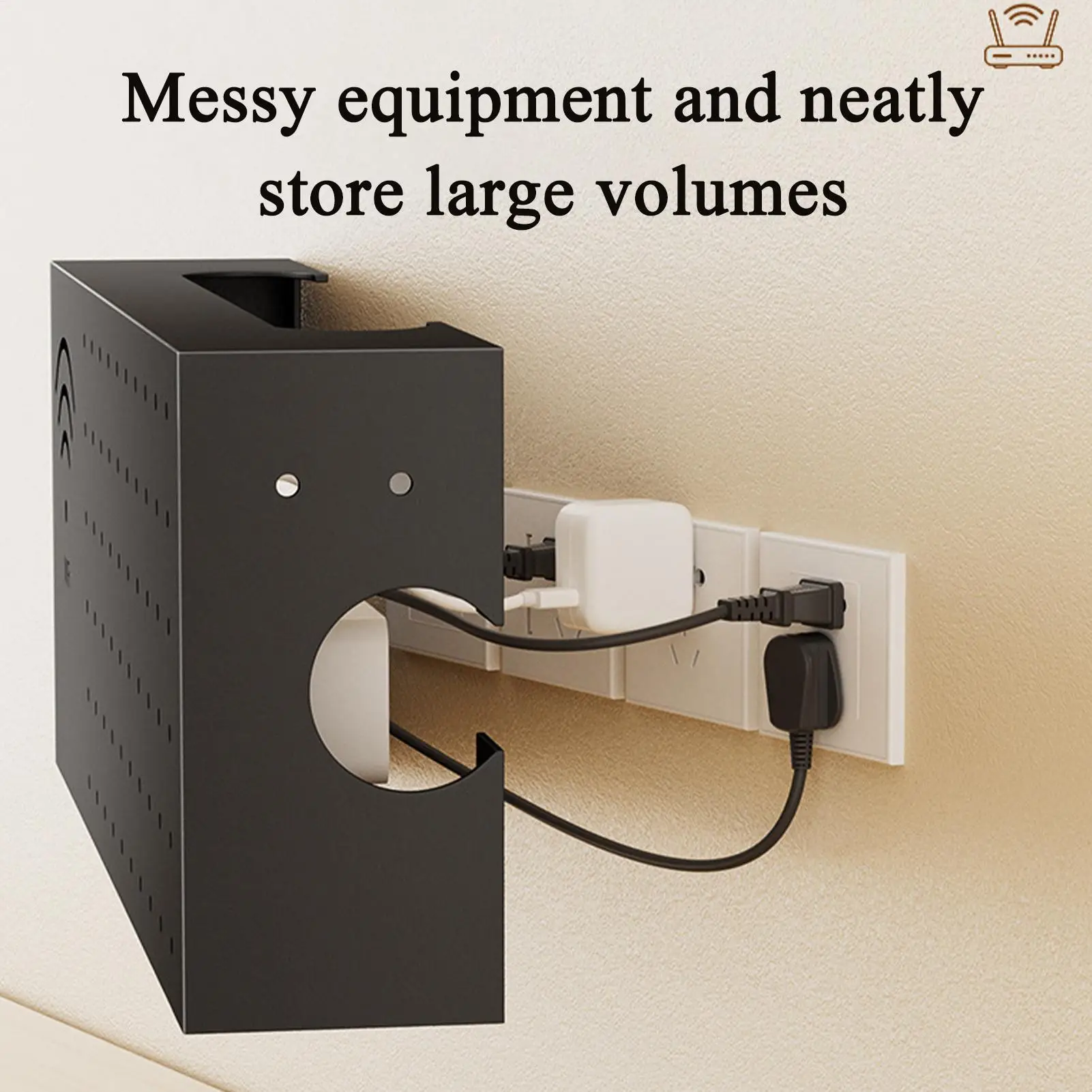 Router Storage Box Wall Mount Carbon Steel Multifunctional Organizer Wifi Router Storage Box For Electronics Network Outlet