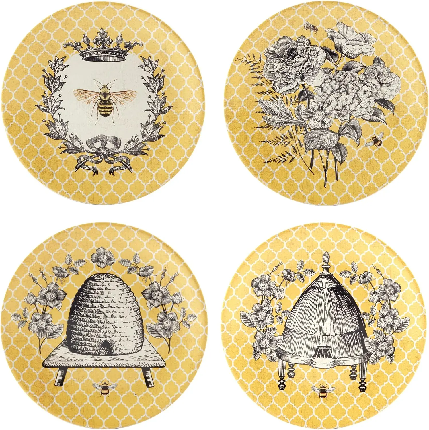 

French Bees 9" Salad/Dessert Plates,Set of 4