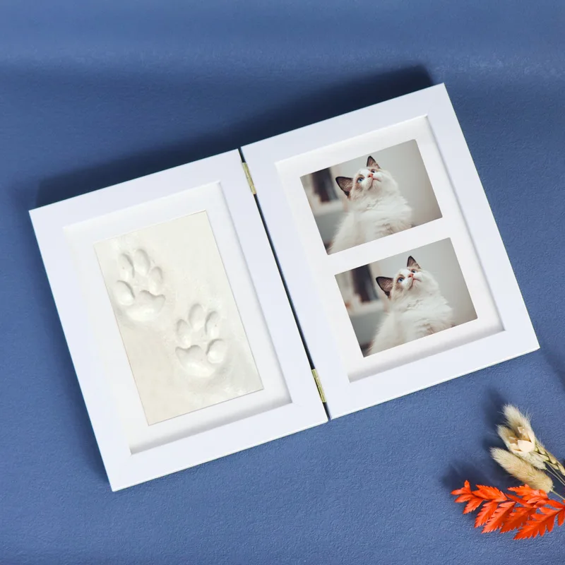 

Baby Hand Foot Print White Photo Frame Set Full Moon Hundred Days Anniversary Commemorative Baby Growth Keepsakes Solid Wood