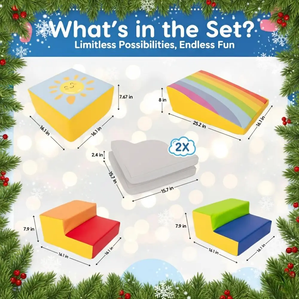 Set di blocchi di schiuma sicuri e coinvolgenti per i più piccoli - Gioco morbido da 6 pezzi per lo sviluppo motoristico, strisciante e riconoscimento dei colori - Clea