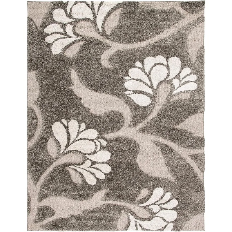 Florida Shag Collection Area Rug - Floral Design, Non-Shedding & Easy Care, Ideal for High Traffic Areas in Living Room,Bedroom