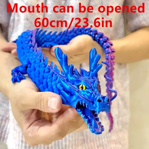 60Cm/23.6Inch 3D 인쇄 드래곤 회전식 관절 장난감 데스크탑 공예 장식 Kidsren의 선물 사무실 홈 데스크탑 장식 감압 장난감