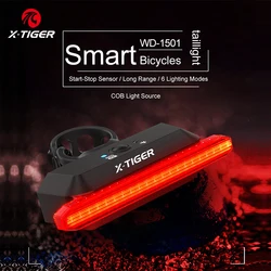 X-TIGER Bike Rear Light Smart Brake Sensing Light Bicycle Tail Light LED Charging Taillight Alarm Cycling Accessorie