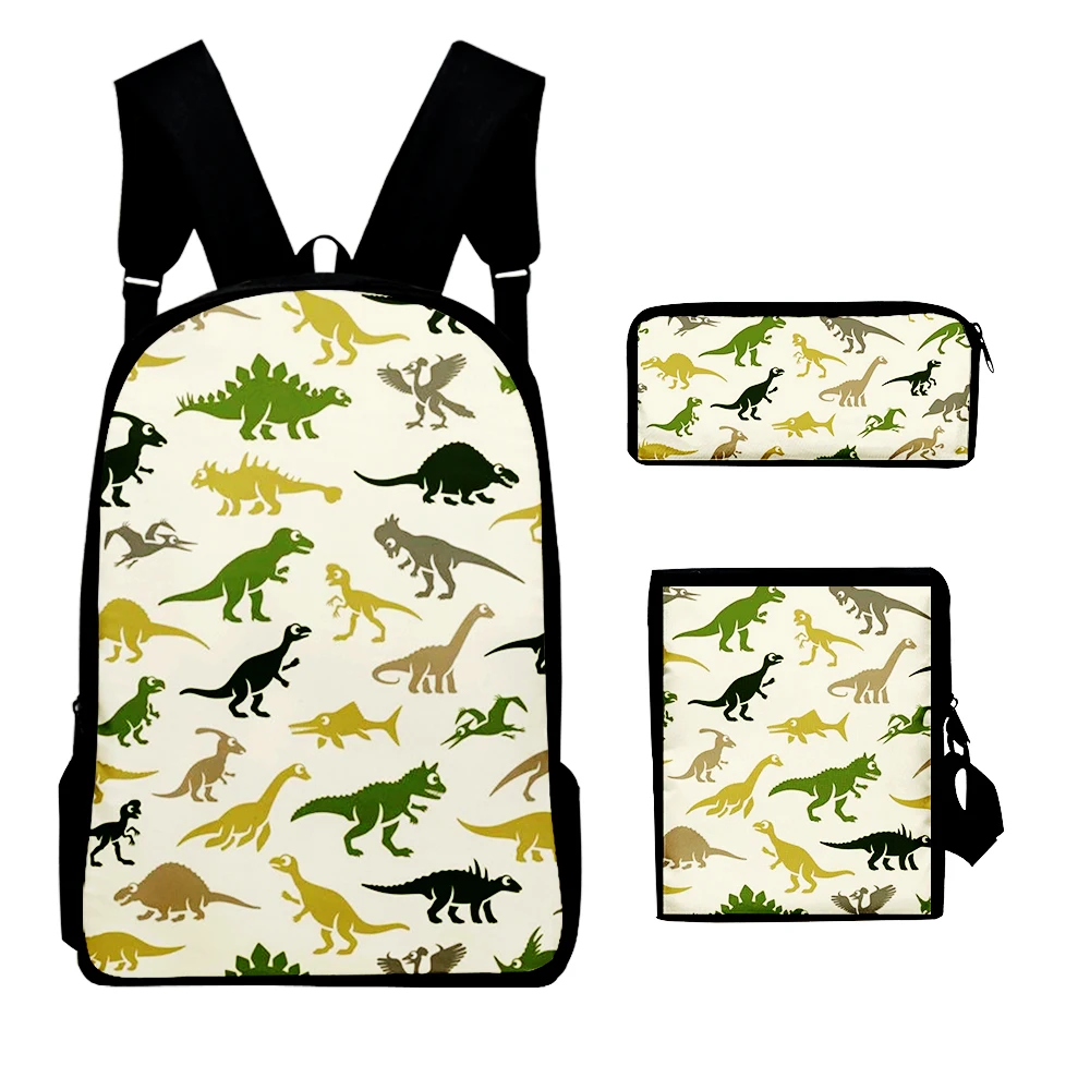 

Harajuku Novelty dinosaur 3D Print 3pcs/Set pupil School Bags Laptop Daypack Backpack Inclined shoulder bag Pencil Case