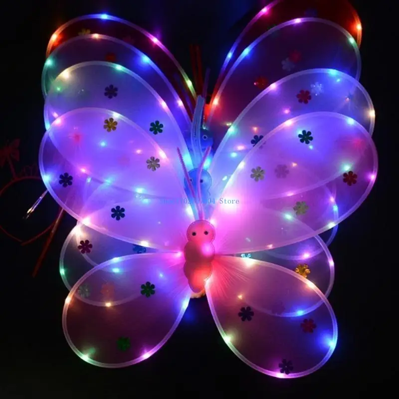 N7YF スパークリングエンジェルウィングドレスアップライトアップドレスアップコスプレ衣装女の子子供用