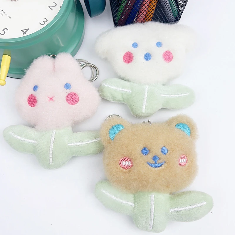 Creative Kawaii Plant  Bear Plush Toys Cute Soft Stuffed Animals KeyChain Pendant Children Bag Charm Couple Pendant Kid Toy Gift