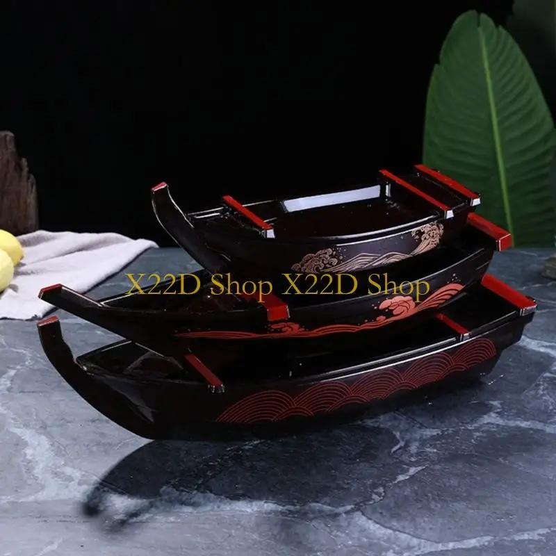X22D Sushi Sashimi Plate Sushi Presentation Board with Fine Workmanship Ship Plastic Texture for Any Table Setting