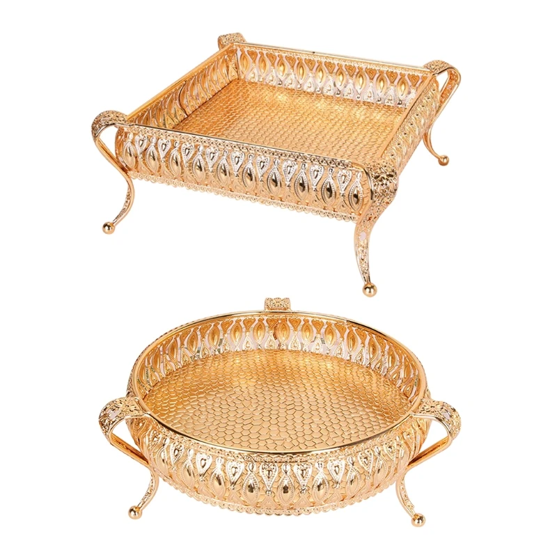 European for Creative Metal Fruit Serving Tray Storage Box Modern Multifunctional Cupcake Dish Plate Wedding Tea
