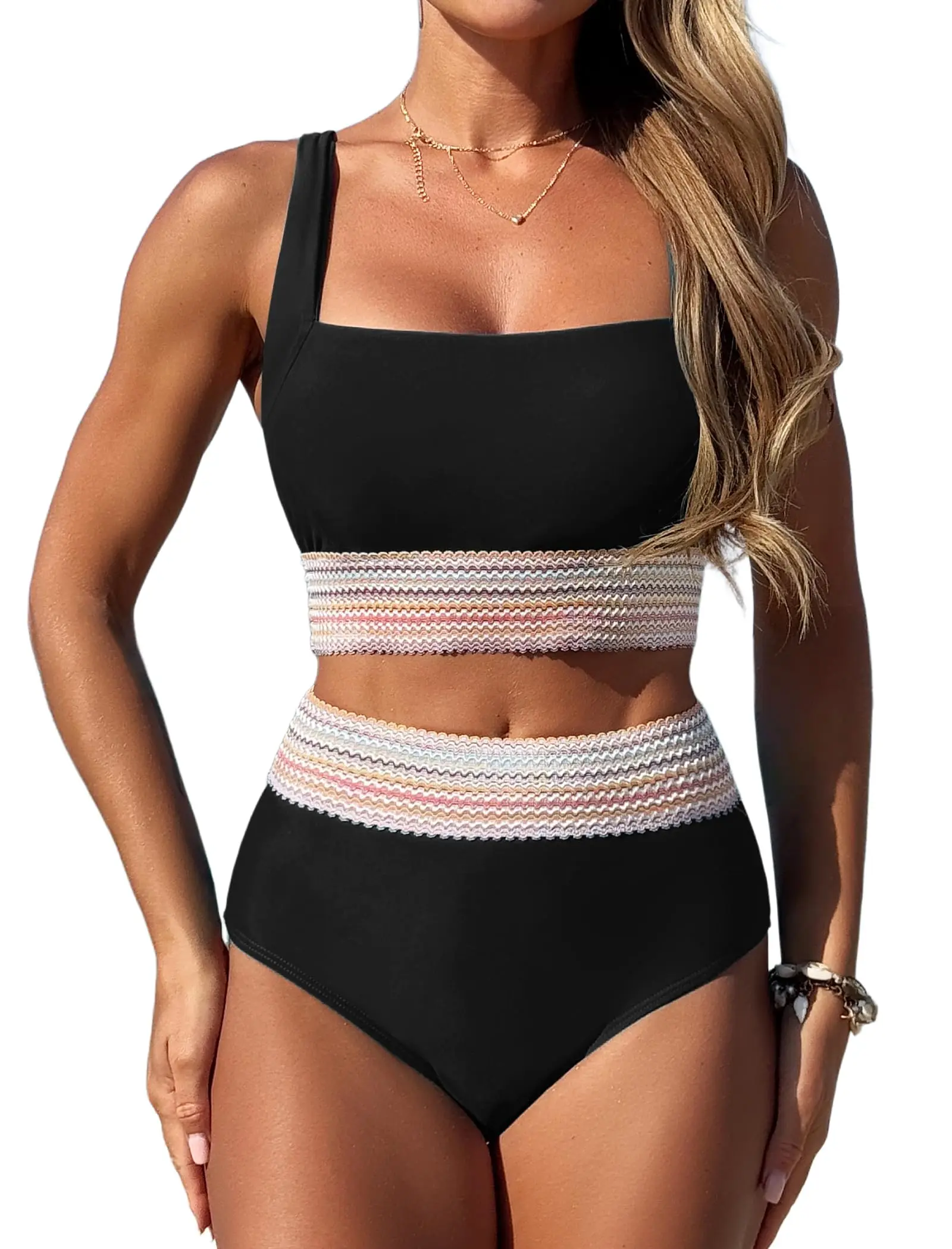 

ZAFUL женский бикини с высокой талией, купальник с контролем живота, купальный костюм из двух предметов для женщин, 2025 спортивный купальный костюм, купальный костюм