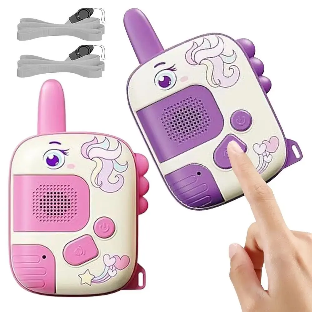 1 Pair Lovely Dinosaur Kids Walkie Talkies Long Range One Click Call Wireless Communication Toy Wearable Lanyard