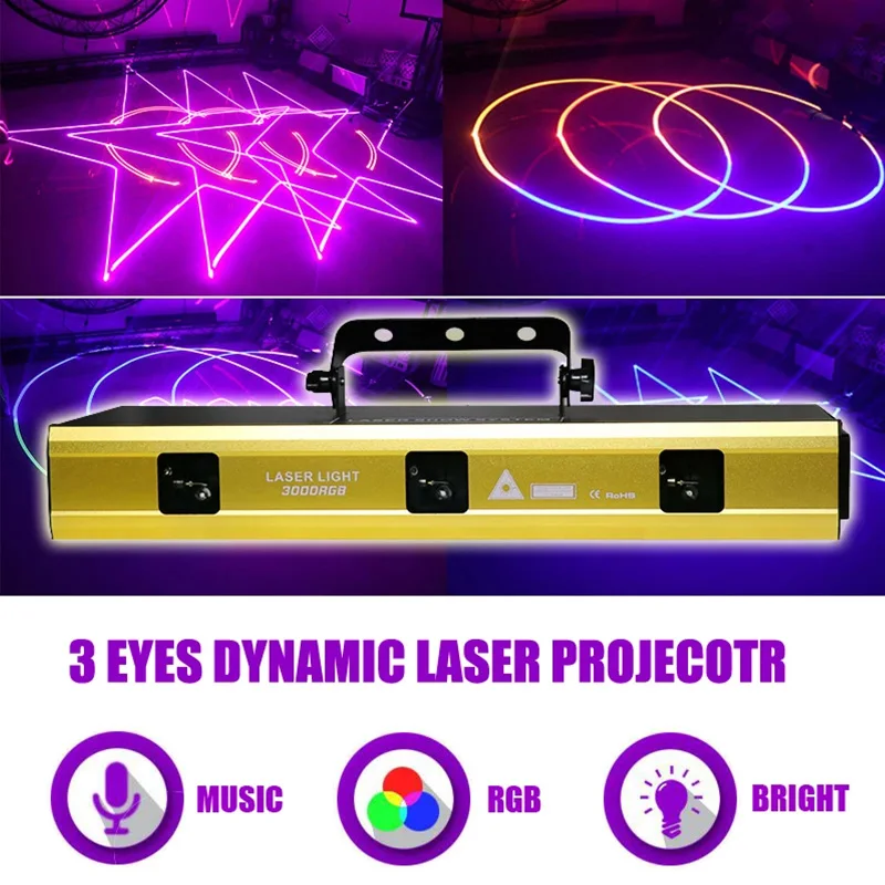 Imagem -03 - Rgb Stage Lighting Effect Laser Projector Lights Dmx Sound Music Scan dj Disco Festa Clube Bar Lâmpada de Casamento Profissional 3w