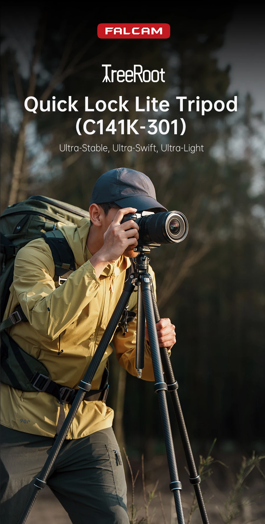 Ulanzi FALCAM TreeRoot Quick Lock Lite Stativ mit F38 Quick Release Upright 360 ° Kugelkopf für DSLR-Kamera, Reisen, Livestreaming – Detail 1