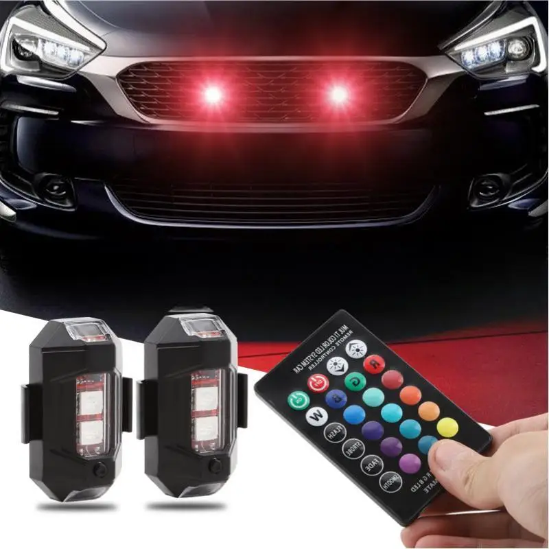 Wireless Remote USB LED Strobe Safety Warning Light For Sedan Pickup Motorcycle All Models