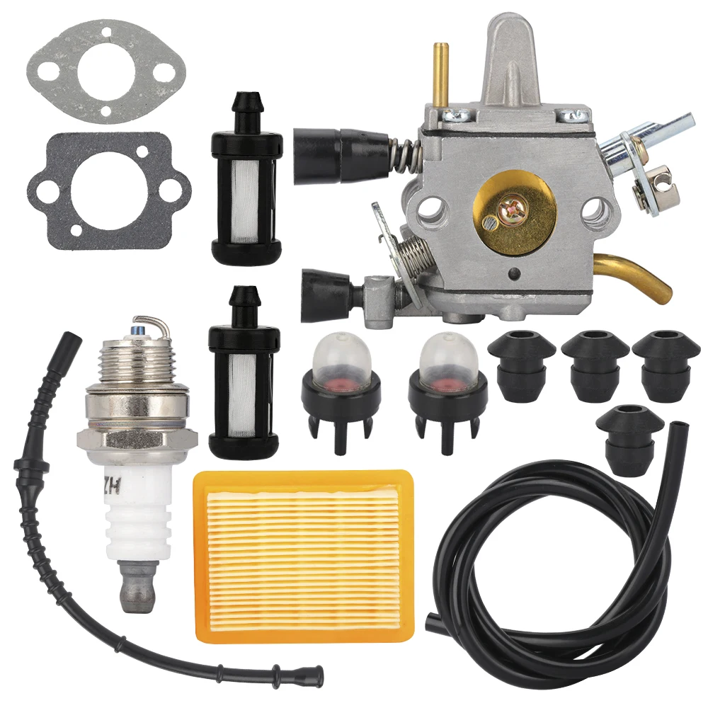

Carburetor Spark Plug Kit For Stihl FS120 FS200 FS250R FS300 FS350 FR450 FR480 String Trimmer BT 121 Zama C1Q-S51 4134-120-0651
