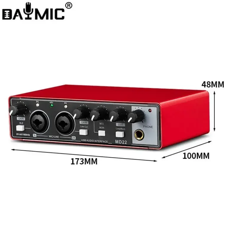 OEM واجهة الصوت المهنية 2 في 2 خارج تسجيل الكمبيوتر معدات الدبلة المباشرة الغناء USB الغيتار الخارجي كتاب الصوت