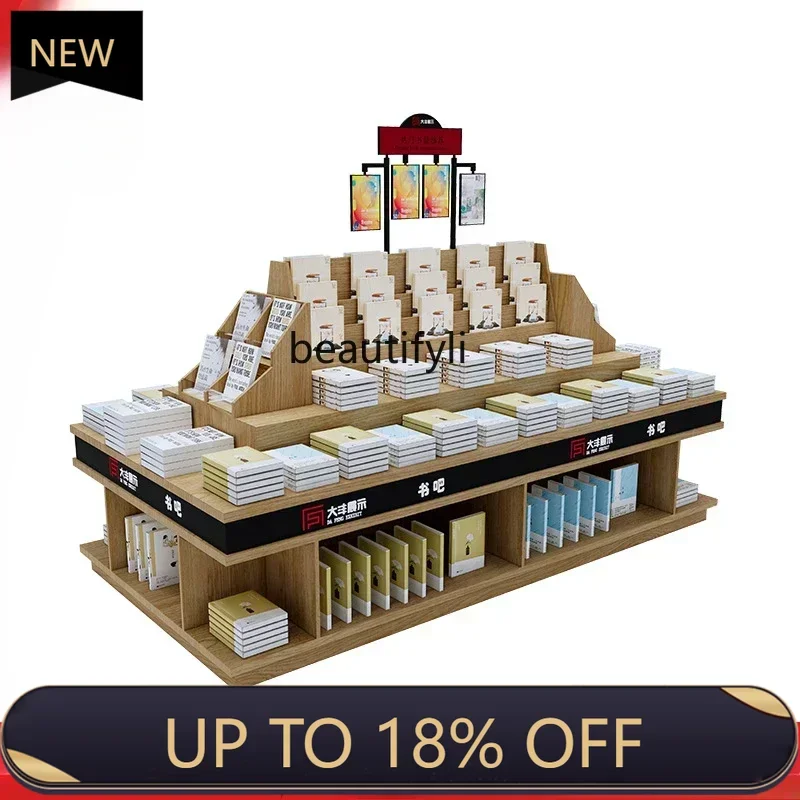 

Z189 YH A56 Nakajima Cabinet Double-sided Display Stand Stationery Store Bookstore School Library Stack Head Steel and Wood Shel