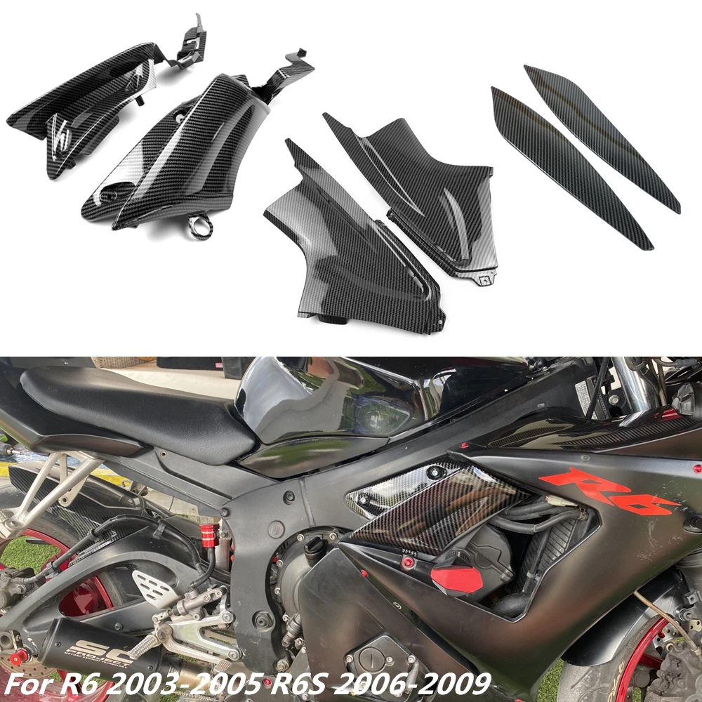 Carbon Side Panel Fairing Cowl Cover For Yamaha R6 2003 2004 20005 R6S 2006 2007 2008 2009