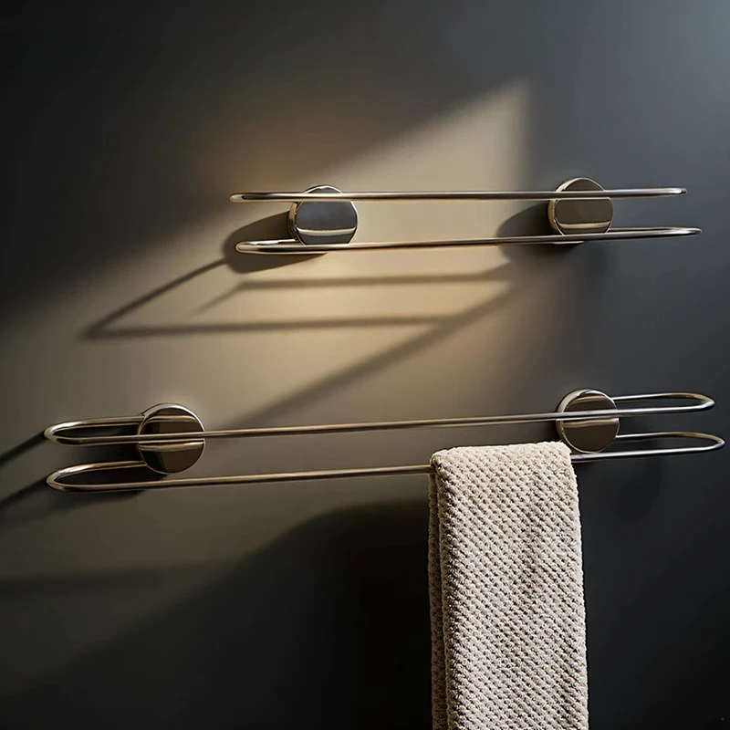 

Wall Mounted Stainless Steel Towel Rack Double Bar Space Saving Bathroom Kitchen Hotel Towel Holder Rustproof Accessories