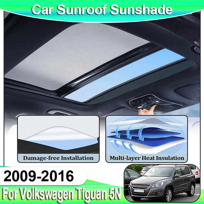 Sunshade For Volkswagen VW Tiguan 5N MK1 Accesorios 2009~2016 Auto Roof Electrostatic Adsorption Sunshade Skylight roof Anti UV