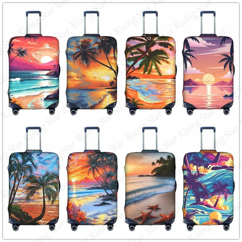 

Thick Elastic Luggage Protective Cover Zipper For 18-32 inch Bag Suitcase Covers Travel Beach shell palm tree Accessories