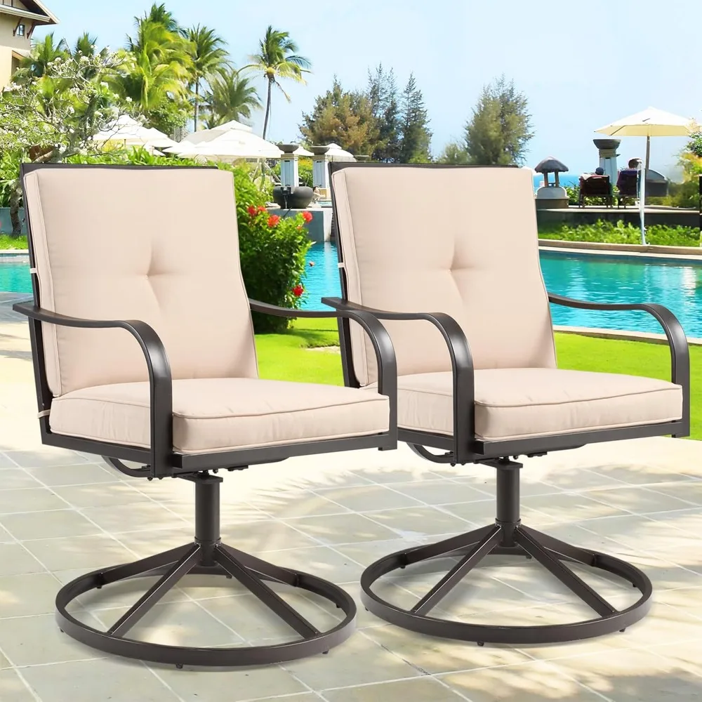 

Patio Swivel Chair Set of 2,Heavy Duty Outdoor Dining Chairs with Thickened Cushions,Metal Patio Chairs Gentle Rocker for Outsid