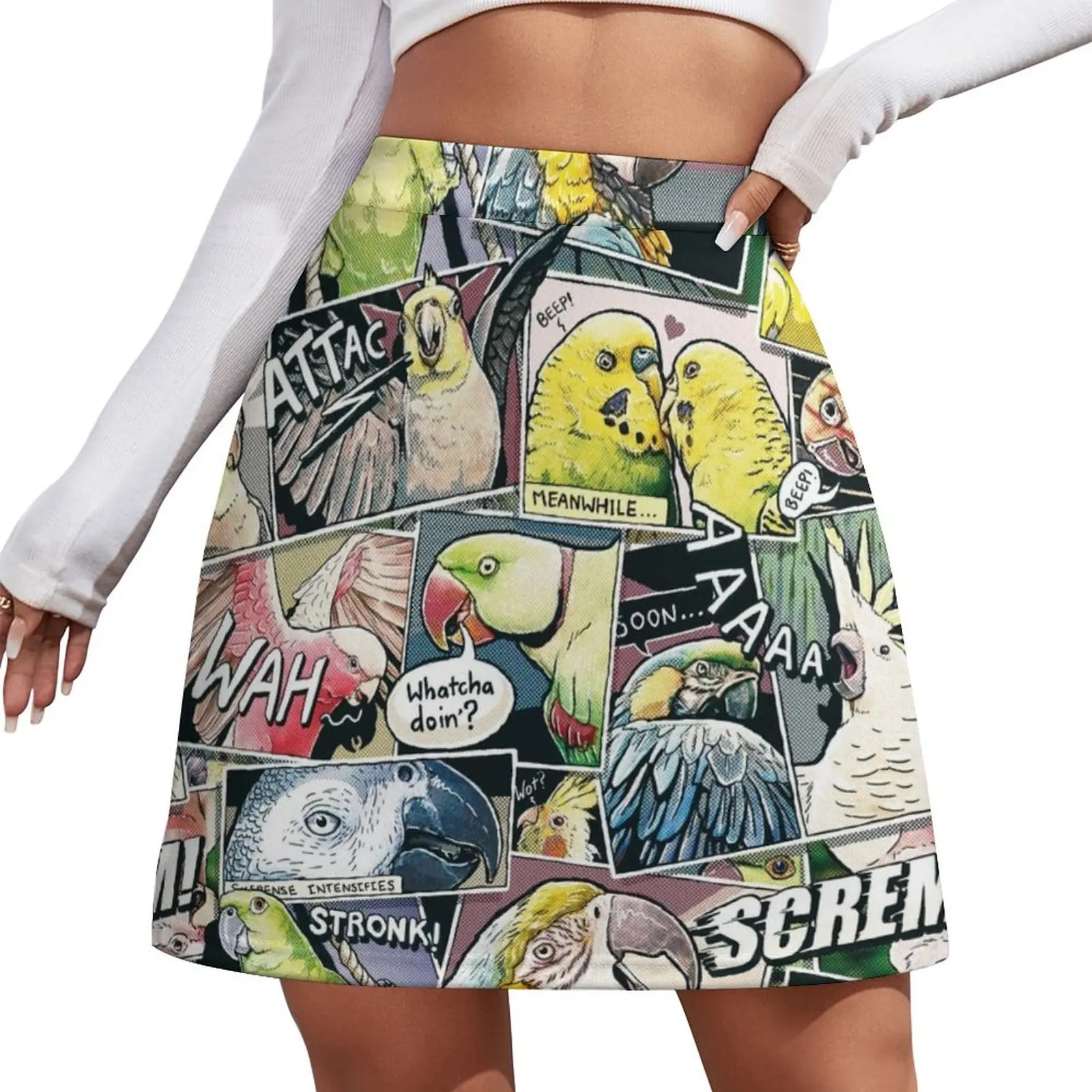 

Parrots Comic Style Mini Skirt midi skirt for women Short women′s skirts Mini Skirt
