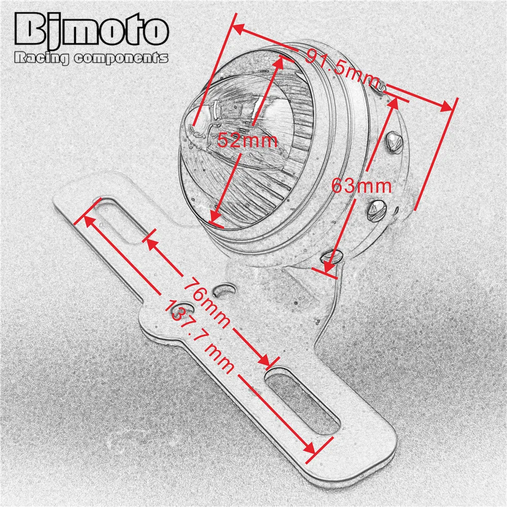 BJMOTO Motorcycle License Plate Bracket with Brake Tail Light Lamp For Choppers Sportster Bobber