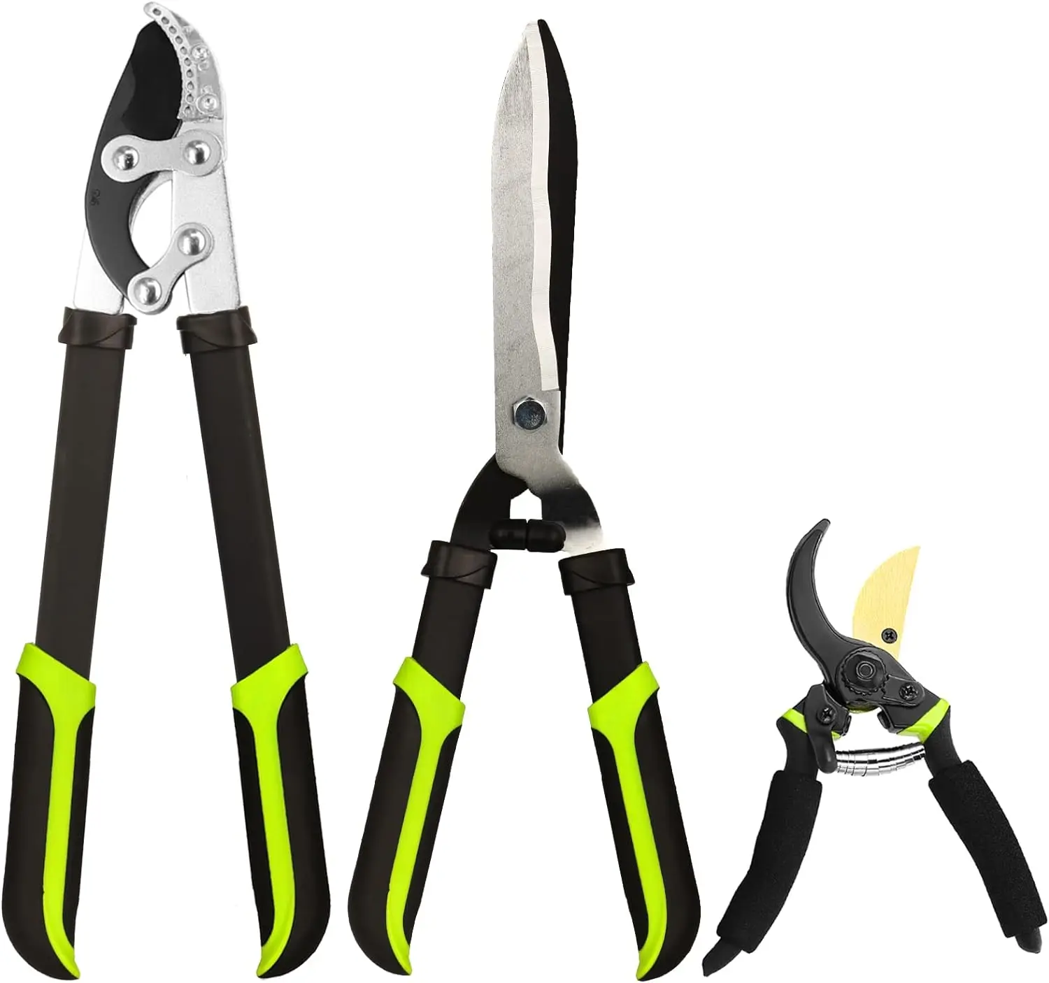 Loppers Hedge Clippers & Shears 3PCS Garden Shears Set Branch Cutter with Compound Action Chops Thick Branch Ease